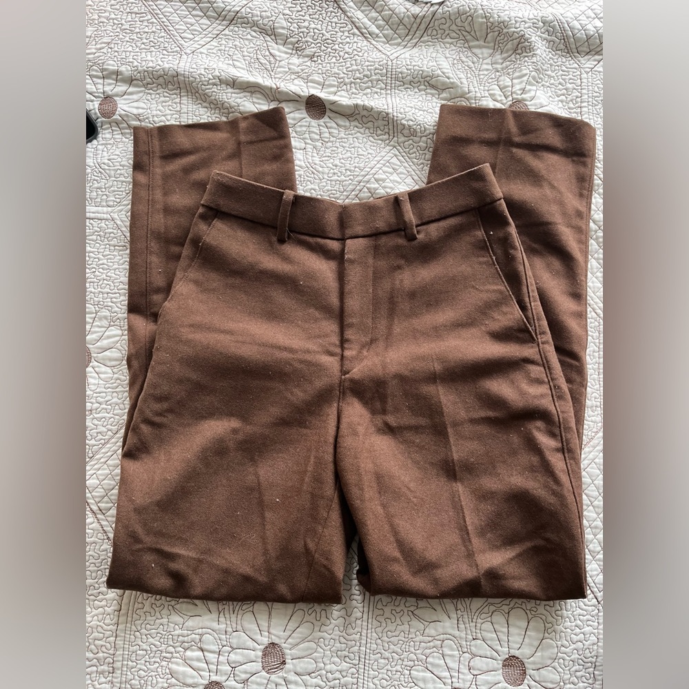 Uniqlo Brown Wool-blend Trousers